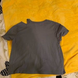 Gray shoulder ripped shirt